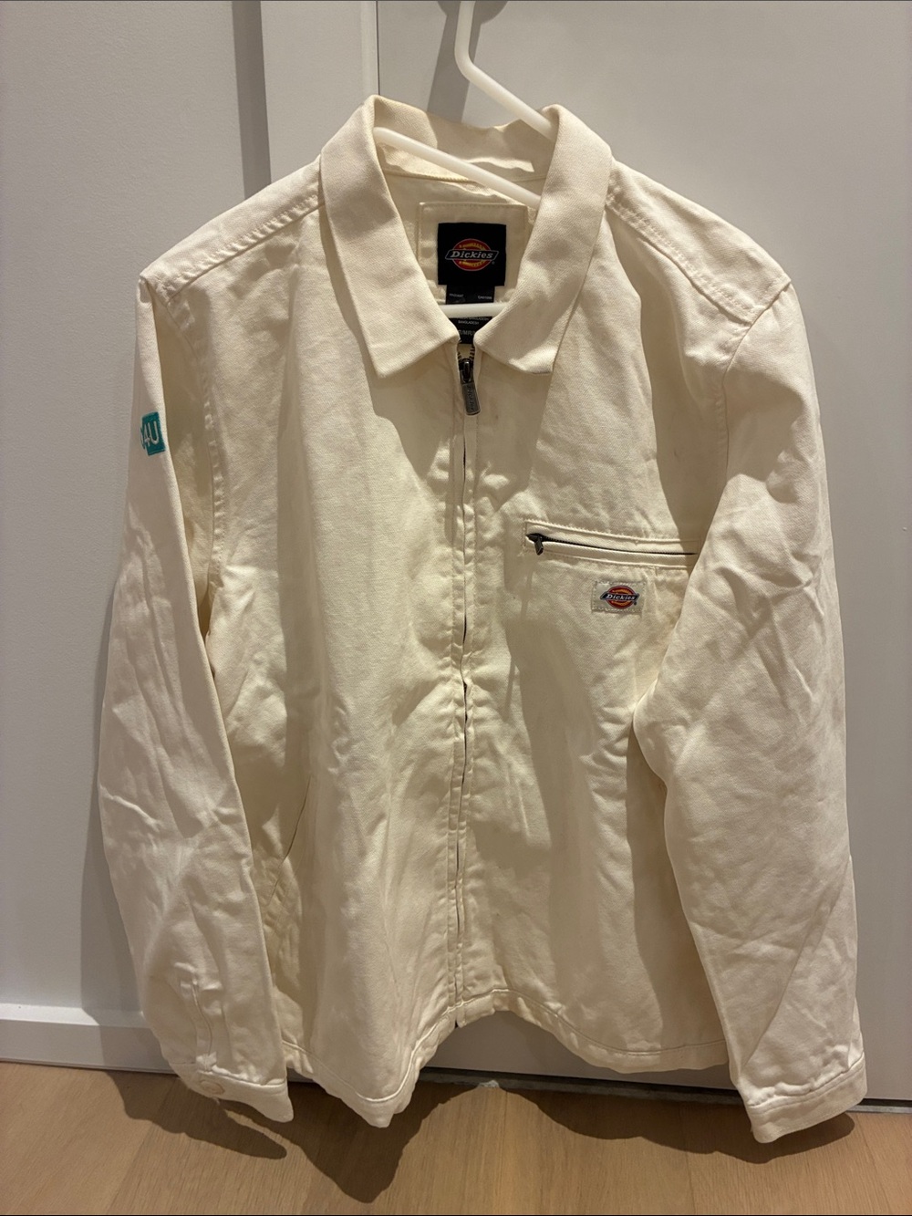 Dickies Cream Canvas Zip-Up Work Jacket